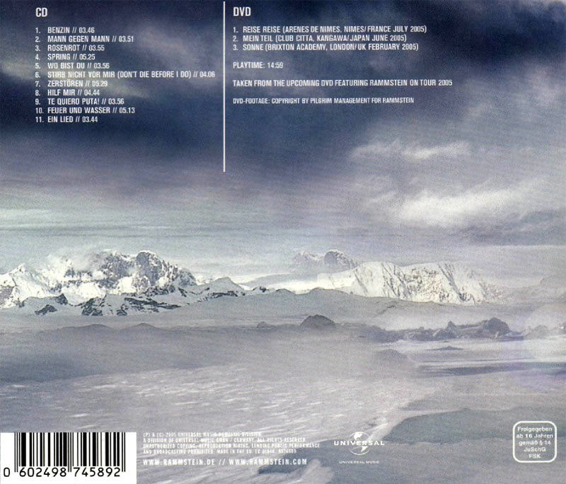 rammstein rosenrot CD back cover